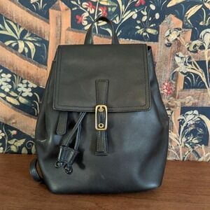 Vintage Coach Legacy Drawstring Daypack Backpack 9858 Black Leather